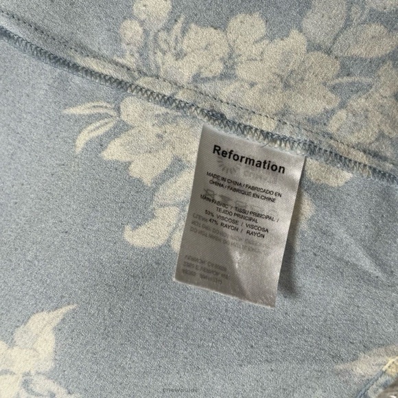 Reformation $378 Reverie Dress Floral Maxi Powder Blue Sleeveless Size 10 - Picture 7 of 9